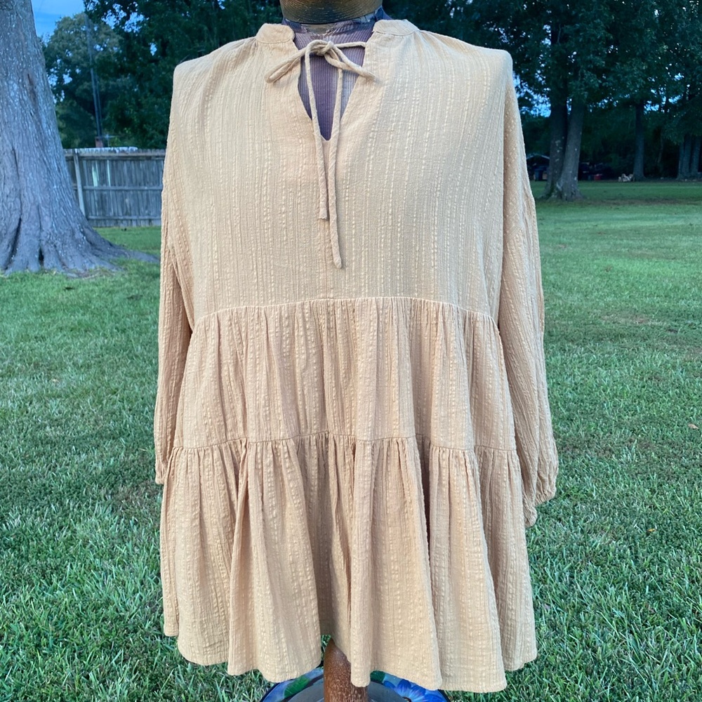 Vici Beige Tiered Tunic Top